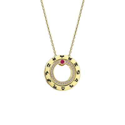 Cetaş Minima Siyah Mineli Taşlı Altın Burç Kolye 