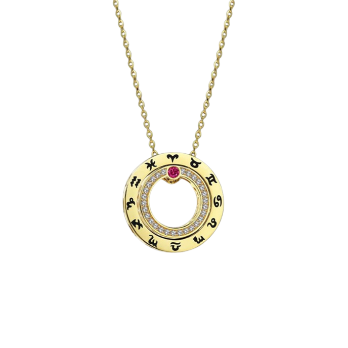 Cetaş Minima Siyah Mineli Taşlı Altın Burç Kolye - Cetaş 