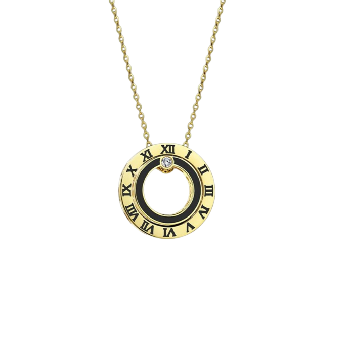 Cetaş Minima Siyah Mineli Taşlı Altın Zaman Kolye - Cetaş 