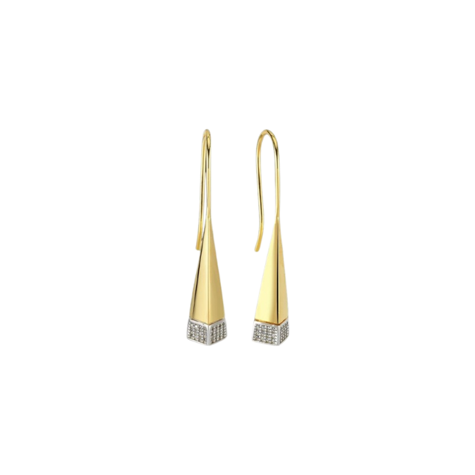 Cetaş Minima Taşlı Piramit Altın Küpe - Cetaş 