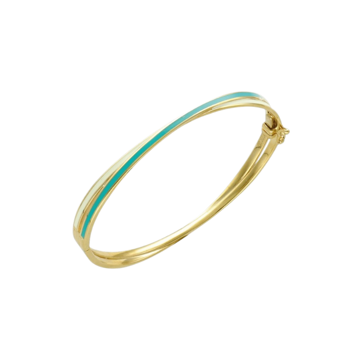 Cetaş Minima Turkuaz-Beyaz Mineli Altın Kelepçe - Cetaş 