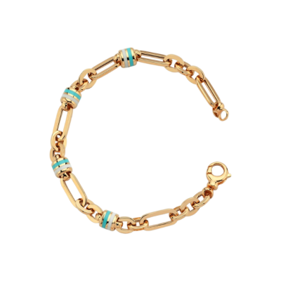 Cetaş Minima Turkuaz-Beyaz Mineli Altın Silindir Bileklik - Cetaş 