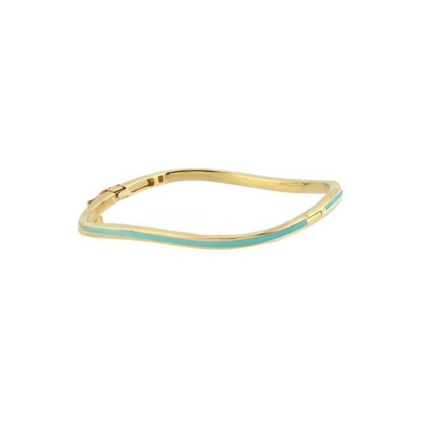 Cetaş Minima Turkuaz Mineli Altın Dalga Kelepçe - Cetaş 