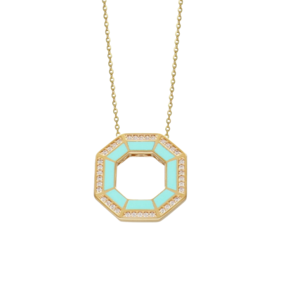 Cetaş Minima Turkuaz Mineli Altın Geometrik Kolye - Cetaş 