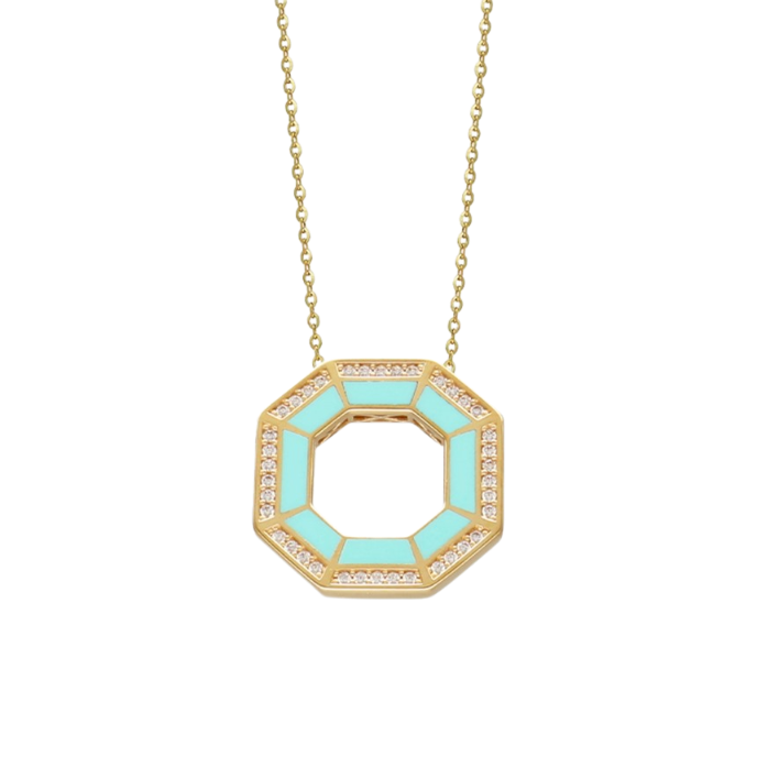 Cetaş Minima Turkuaz Mineli Altın Geometrik Kolye - Cetaş 