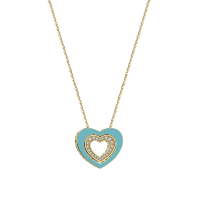 Cetaş Minima Turkuaz Mineli Altın Kalp Kolye - Cetaş 