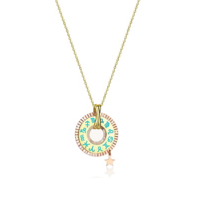 Cetaş Minima Turkuaz Mineli Altın Burç Kolye - 1