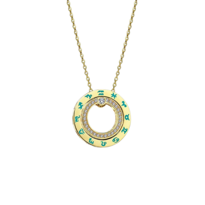 Cetaş Minima Turkuaz Mineli Taşlı Altın Burç Kolye - 1