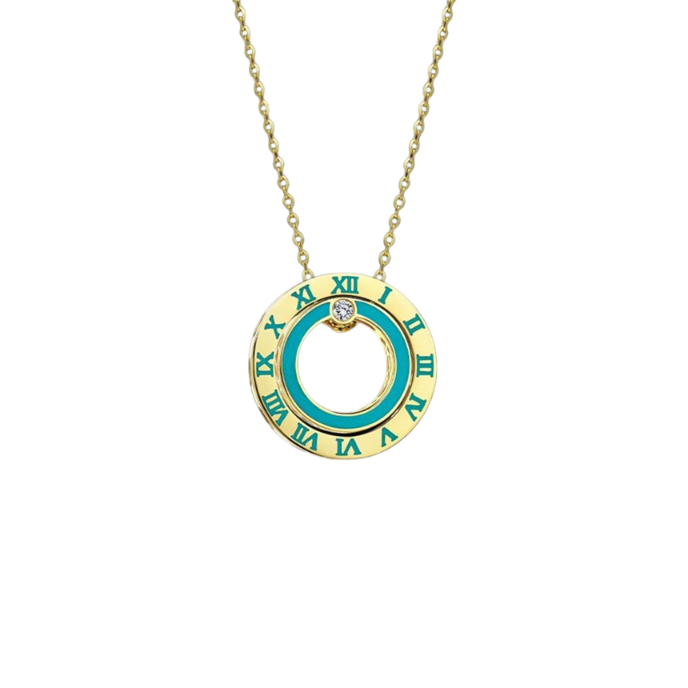 Cetaş Minima Turkuaz Mineli Taşlı Altın Zaman Kolye - Cetaş 