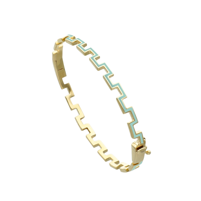 Cetaş Minima Turkuaz Mineli Zigzag Altın Kelepçe - Cetaş 