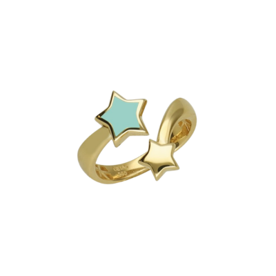Cetaş MinimaTurkuaz Mineli Yıldız Altın Yüzük - 1