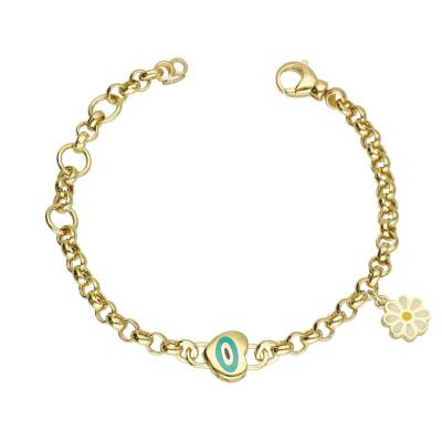 Cetaş Papatya Ve Kalpli Altın Çocuk Bileklik - 1