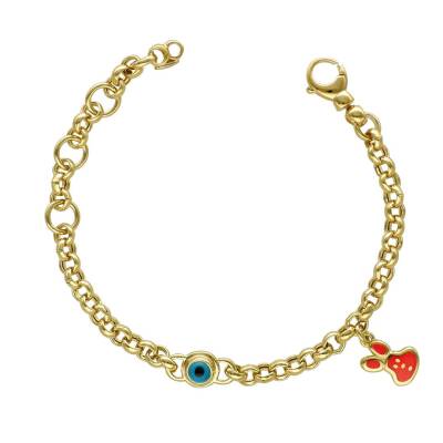 Cetaş Pembe Mineli Tavşan Altın Çocuk Bileklik - 1