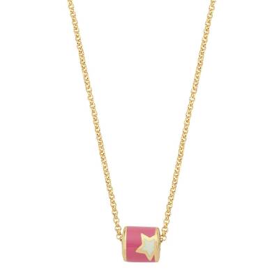 Cetaş Pembe Mineli Yıldız Çocuk Altın Kolye - 1