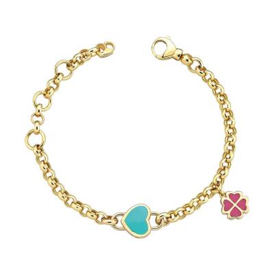 Cetaş Pembe Mineli Yonca Altın Çocuk Bileklik - 1