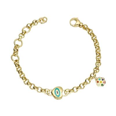 Cetaş Renkli Mineli Çiçek Altın Çocuk Bileklik - 1