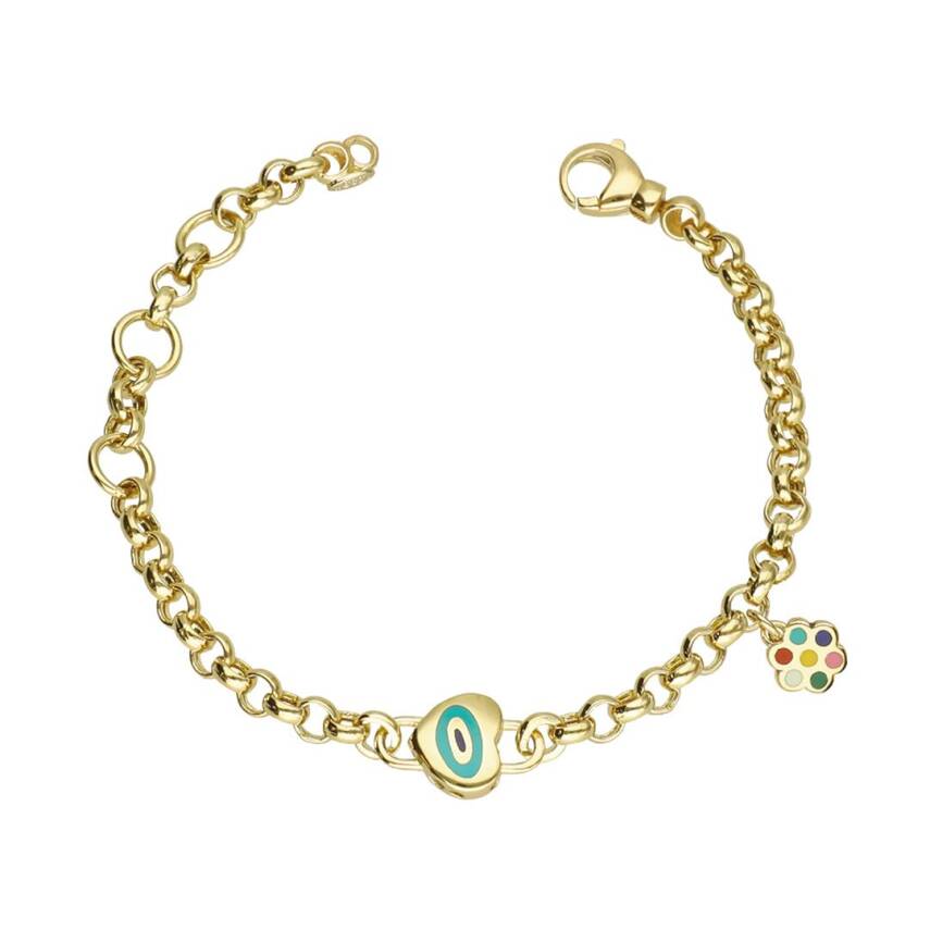 Cetaş Renkli Mineli Çiçek Altın Çocuk Bileklik - CETAŞ