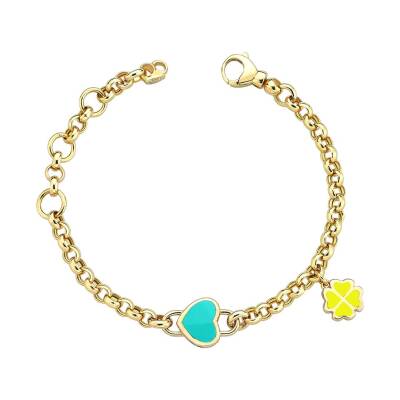 Cetaş Sarı Mineli Yonca Altın Çocuk Bileklik - 1