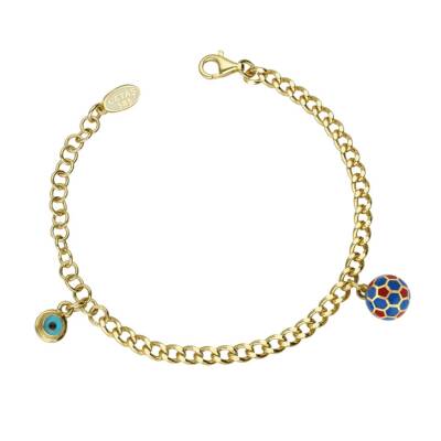 Cetaş Trabzonspor Top Ve Nazar Boncuklu Çocuk Altın Bileklik - 1