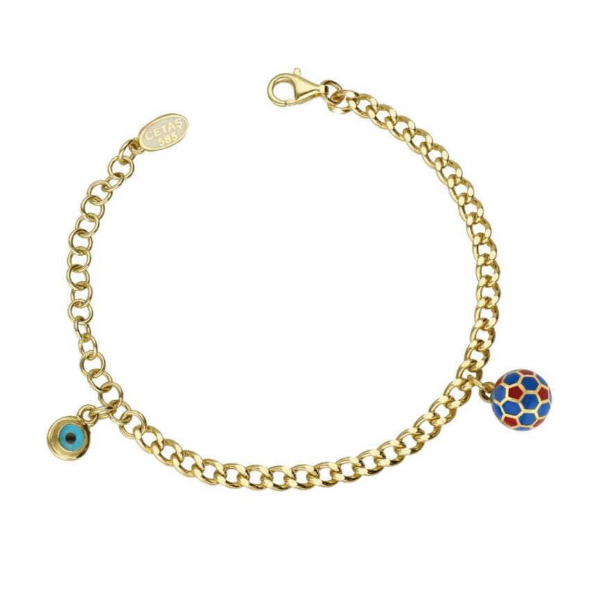 Cetaş Trabzonspor Top Ve Nazar Boncuklu Çocuk Altın Bileklik - CETAŞ