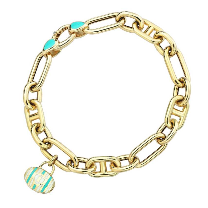 Cetaş Turkuaz-Beyaz Mineli Kilitli Dilek Bilekliği - CETAŞ