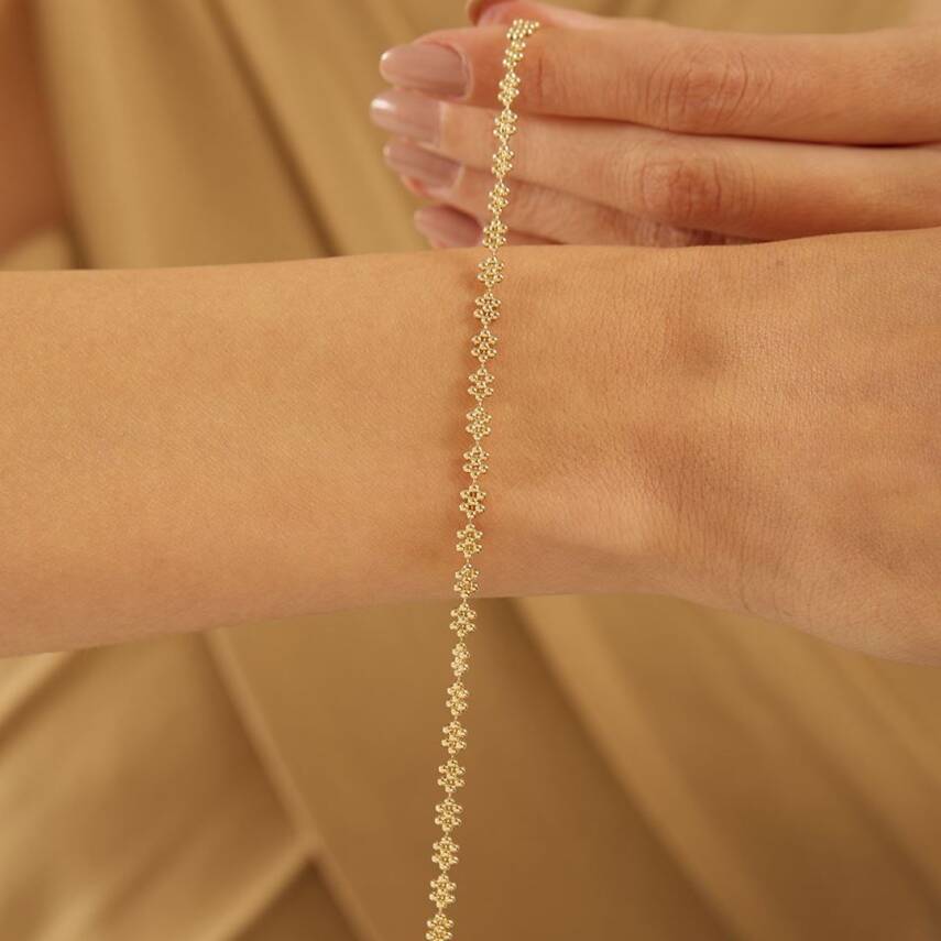 Çiçek Figürlü Toplu Altın Bileklik - Semih Haşhaş Kuyumculuk