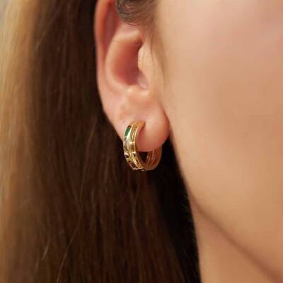 Çift Şerit Halka Altın Küpe - 1