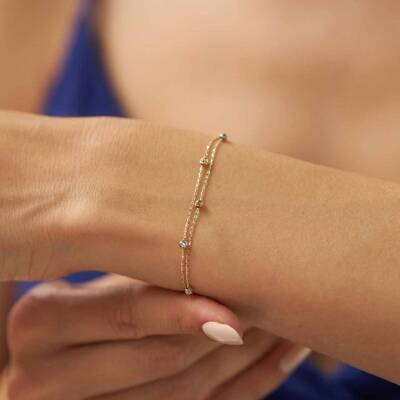 Çift Sıra Forse Zincirli Dorika Altın Bileklik - 1