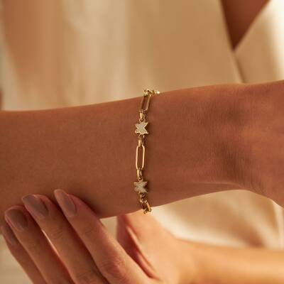 Çift Taraflı Kelebek Altın Bileklik - 3