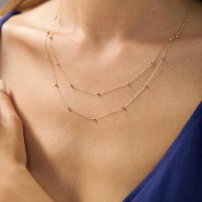 Çift Zincirli Dorika Altın Kolye - 1