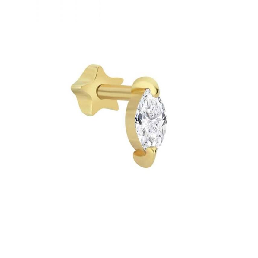 Damla Taşlı Altın Tragus Piercing - 1