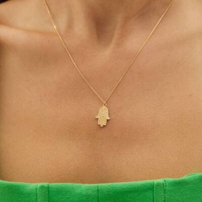 Desenli Fatma Ana Eli Altın Kolye - 1