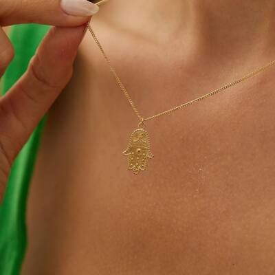 Desenli Fatma Ana Eli Altın Kolye - 2