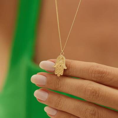 Desenli Fatma Ana Eli Altın Kolye - 3