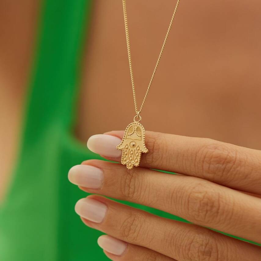 Desenli Fatma Ana Eli Altın Kolye - 3