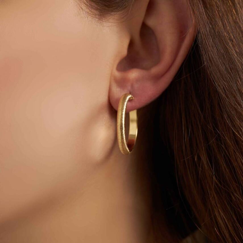 Desenli Halka Altın Küpe - Semih Haşhaş Kuyumculuk