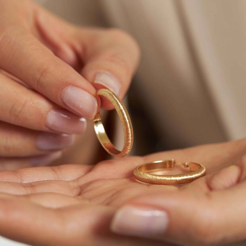 Desenli Halka Altın Küpe - Semih Haşhaş Kuyumculuk (1)