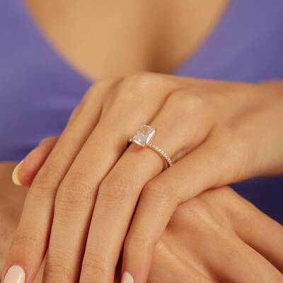 Dikdörtgen Baget Altın Yüzük - 1