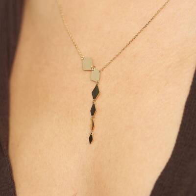 Dikdörtgen Kesim Altın Kolye - 1