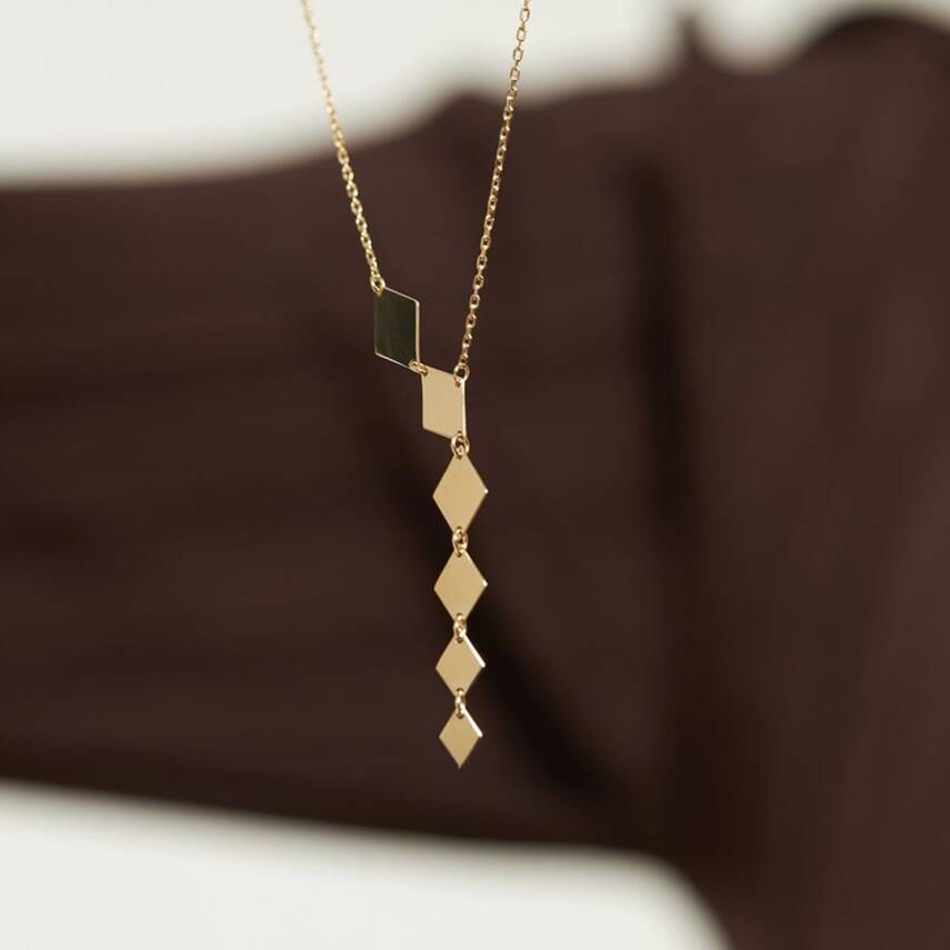 Dikdörtgen Kesim Altın Kolye - ALTINBAŞ (1)