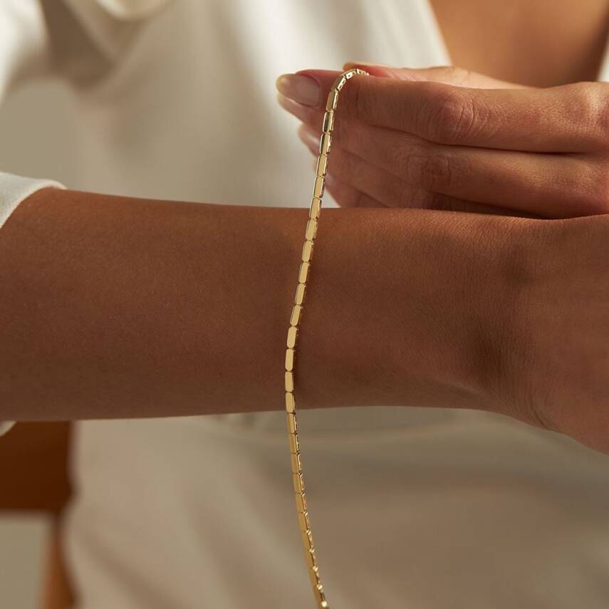 Dikdörtgen Plaka Altın Bileklik - Semih Haşhaş Kuyumculuk