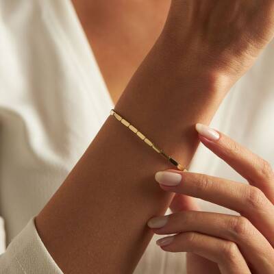 Dikdörtgen Plaka Altın Bileklik - 2