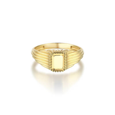 Dikdörtgen Plaka Altın Yüzük - 1