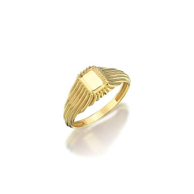 Dikdörtgen Plaka Altın Yüzük - 2