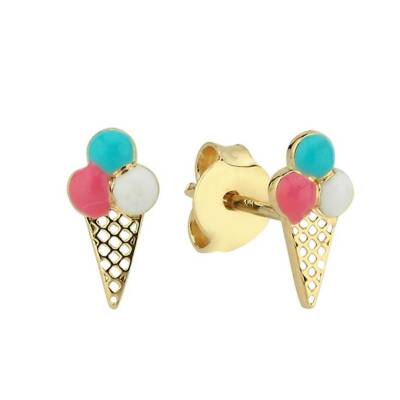 Dondurma Altın Çocuk Küpesi - 1