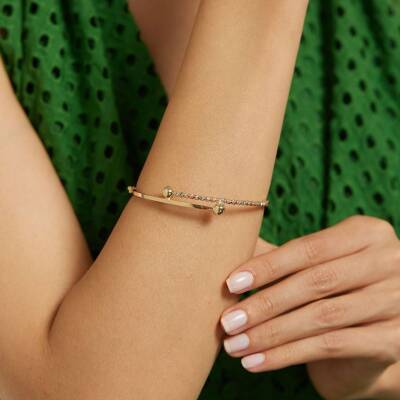 Dorika Top Detaylı Altın Tasarım Bilezik - 2