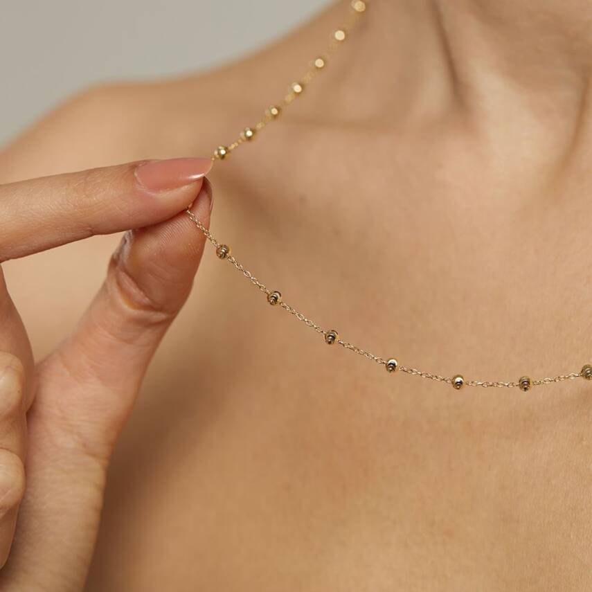 Dorika Toplu Altın Zincir Kolye - 2