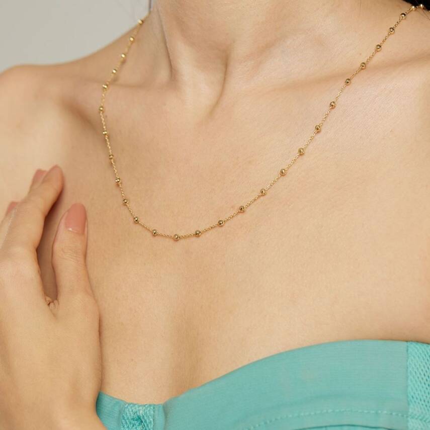 Dorika Toplu Altın Zincir Kolye - 1