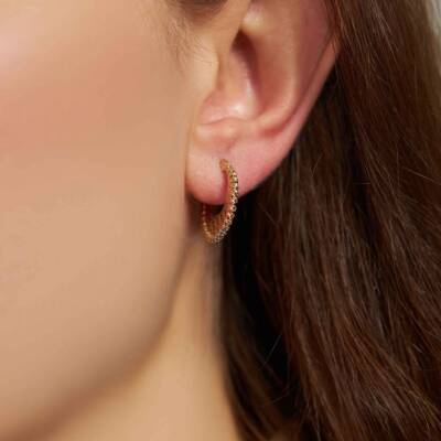 Dorika Toplu Halka Altın Küpe - 1