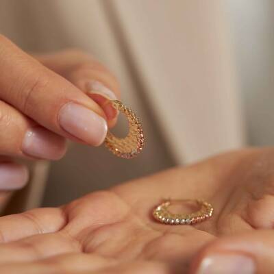 Dorika Toplu Halka Altın Küpe - 2